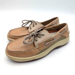 Sperry Billfish 3 Eye Lace-Up Boat Shoes Round Toe Men's Tan Size US9 EU42